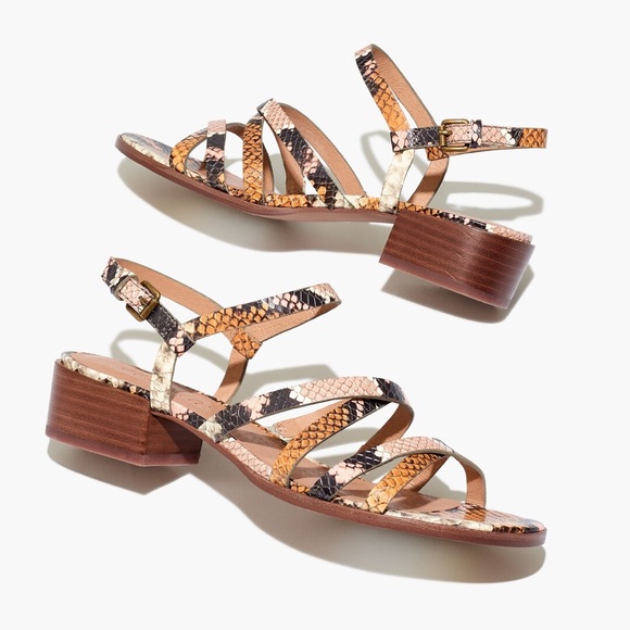 Madewell Shoes - MADEWELL THE LORI LEATHER SNAKE EMBOSSED STRAPPY SANDAL SZ 9